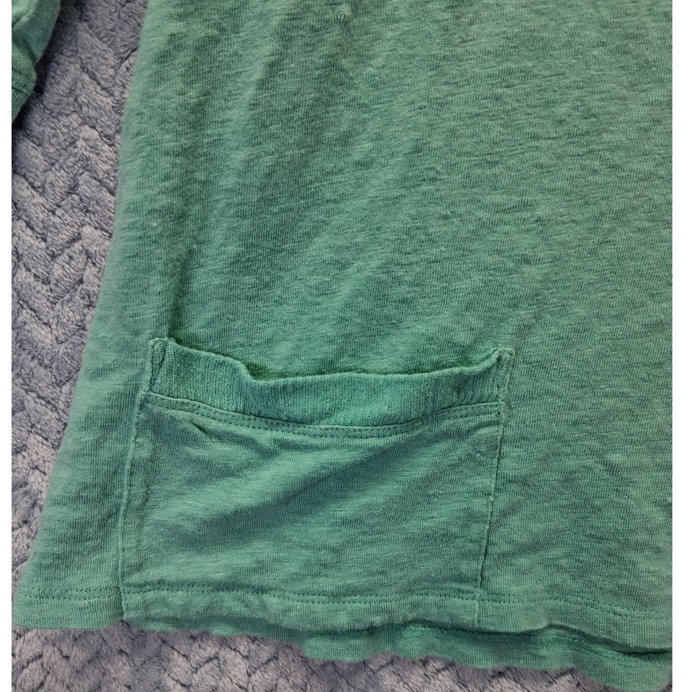 Eileen Fisher Green 100% Linen Knit Scoop Neck 3/4 Sleeve Pocket Top XS - Picture 3 of 8